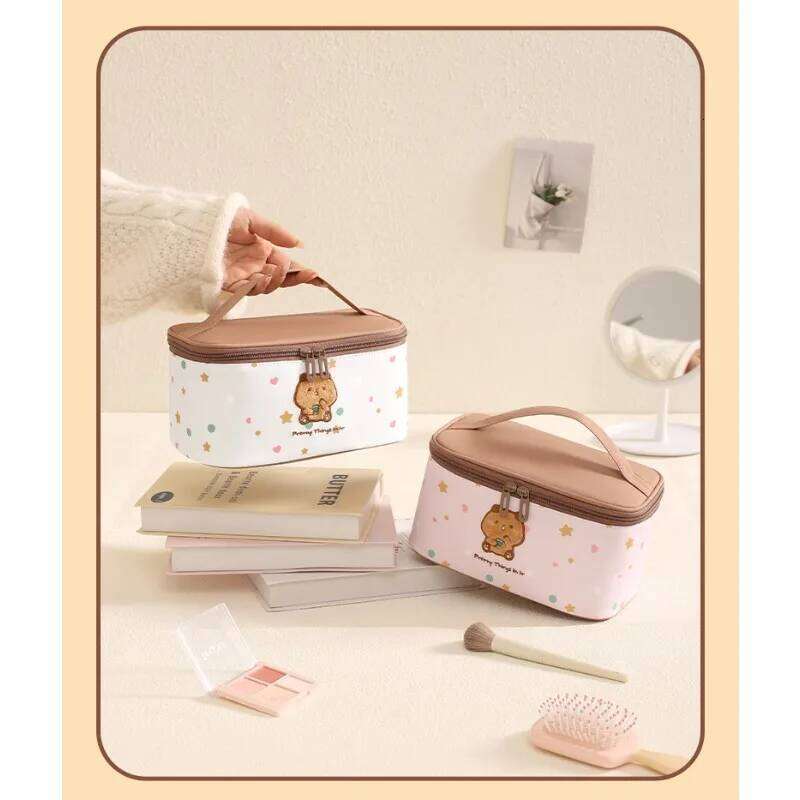 Milk Tea Bear World Cover Travel Storage Cartoon Cosmetic Bag Large Capacity2025New style Y260206
