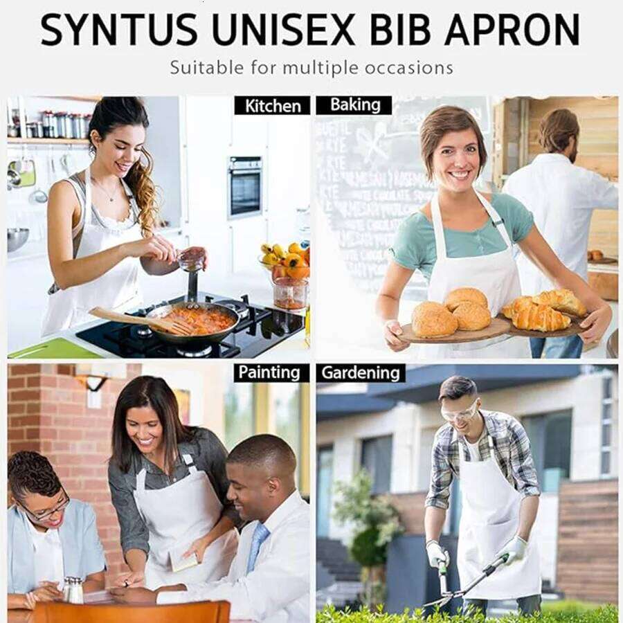 2-piece set; Simple solid color with 2 pockets; Adjustable chef's apron the kitchen suitable for men and women S260205