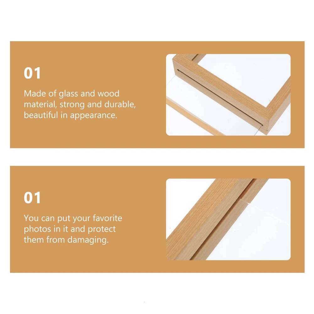 1pc Dry Specimen Frame Glass Wood Double Sided Photo Display Decor For Bedroom Living Room Desktop Picture Holder S260205