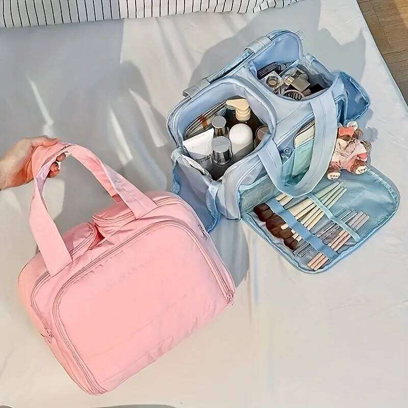 New fluffy makeup travel toiletry large-capacity multi-functional zoned bag, cosmetics storage bag Y260206