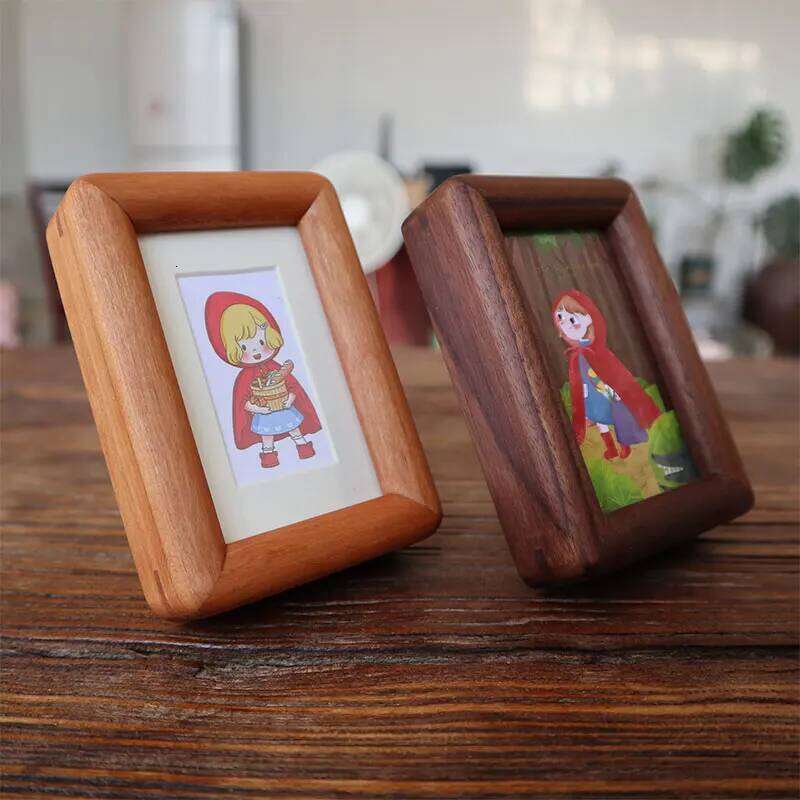 Walnut Wood Mini Picture 3 Inch Photo Frame for Kids Art Home Decoration Display Stand Cartoon Style Wooden Desktop Frames S260205
