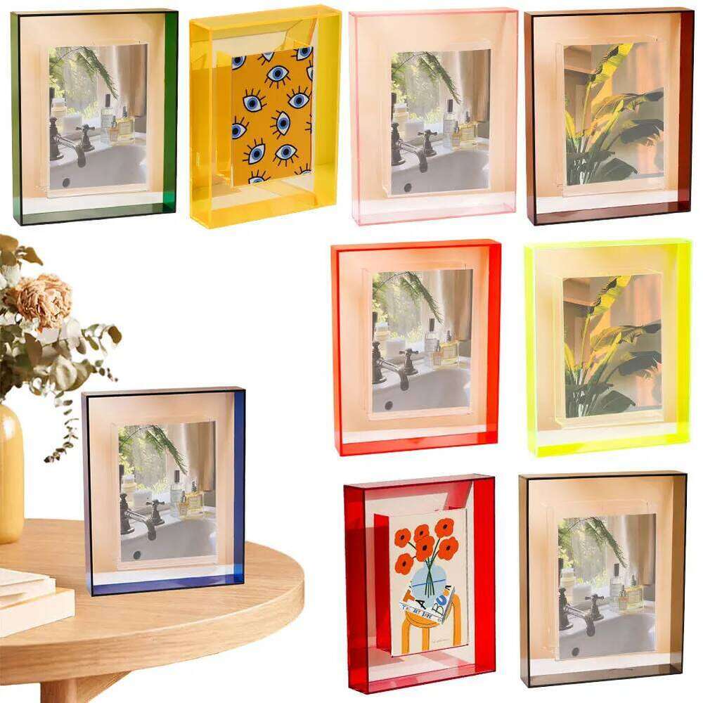 5 Inch Transparent Photo Acrylic Photocard Holder Floating Picture Frame for Tabletop Gallery Display S260205