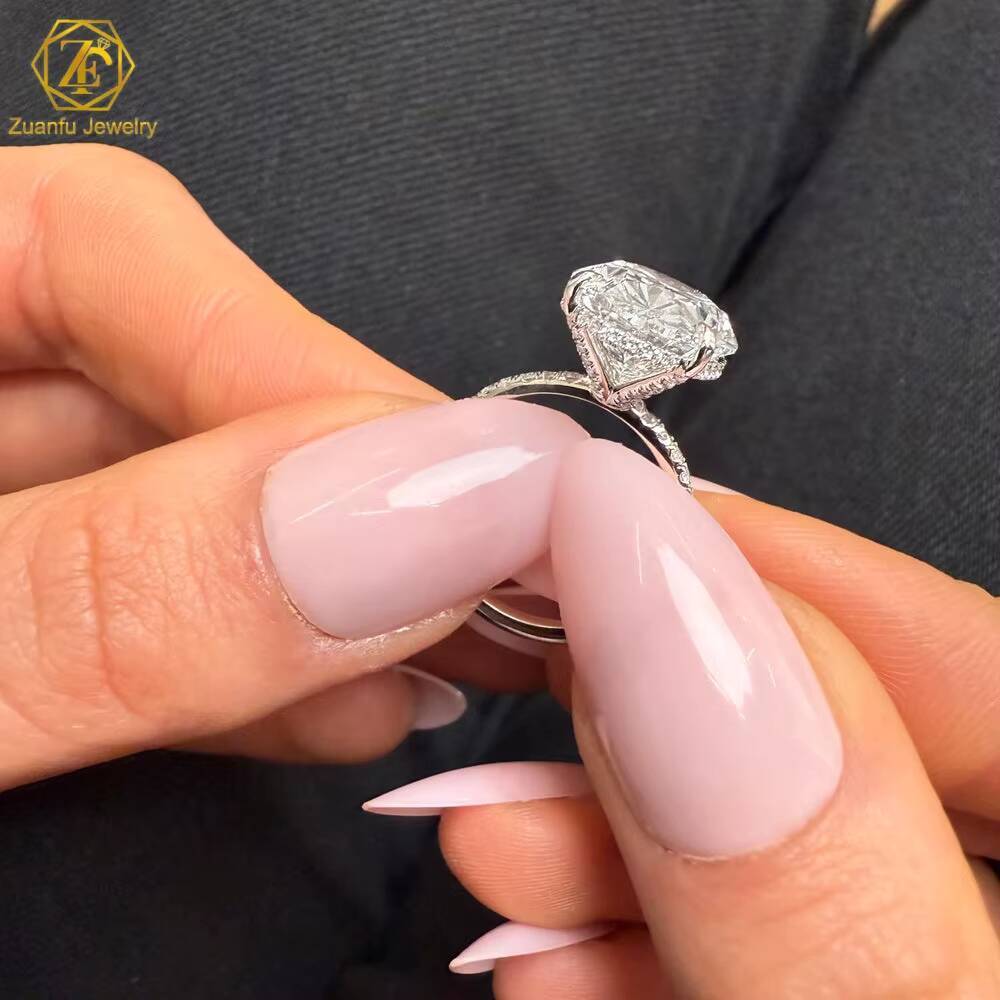 Custom Jewelry Factory 14k/18k Real Gold Large IGI Certified Oval Cut 4ct Lab Grown Diamond Engagement Ring