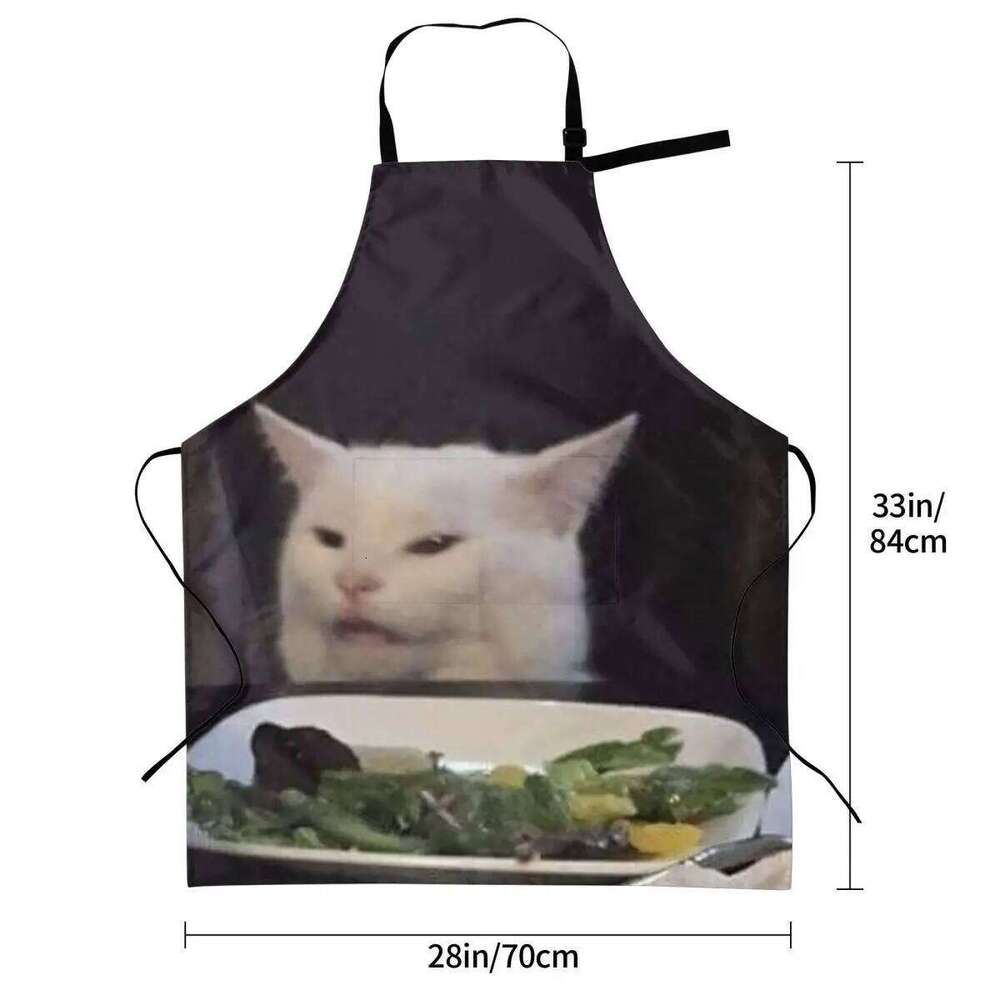 Cat Meme Aprons Chef Cooking Cuisine Tablier Waterproof Bib Kitchen Cleaning Pinafore for Women Men Gardening S260205