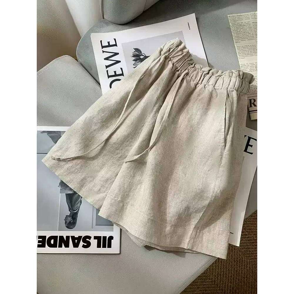 Cotton Wide Leg ort Women Summer Loose Lazy Sle Slim A-Line Bloomer Pants Linen Casual Five-Quarter Hot Pants... XJ260206