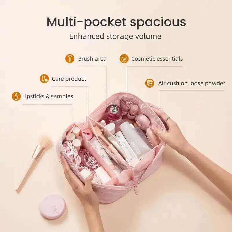 Large Capacity Portable with Handle Travel Makeup Storage Bag for Woman Essentials Beauty Cosmetic Washbag Pink Y260206