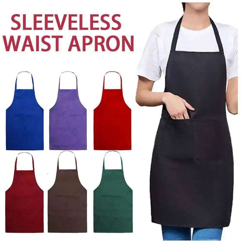 Adjustable Cooking Unisex Waterproof Dust-proof Solid Color Chef Waiter Hairdresser Dirt-resistant Smock Sleeveless Apron S260205