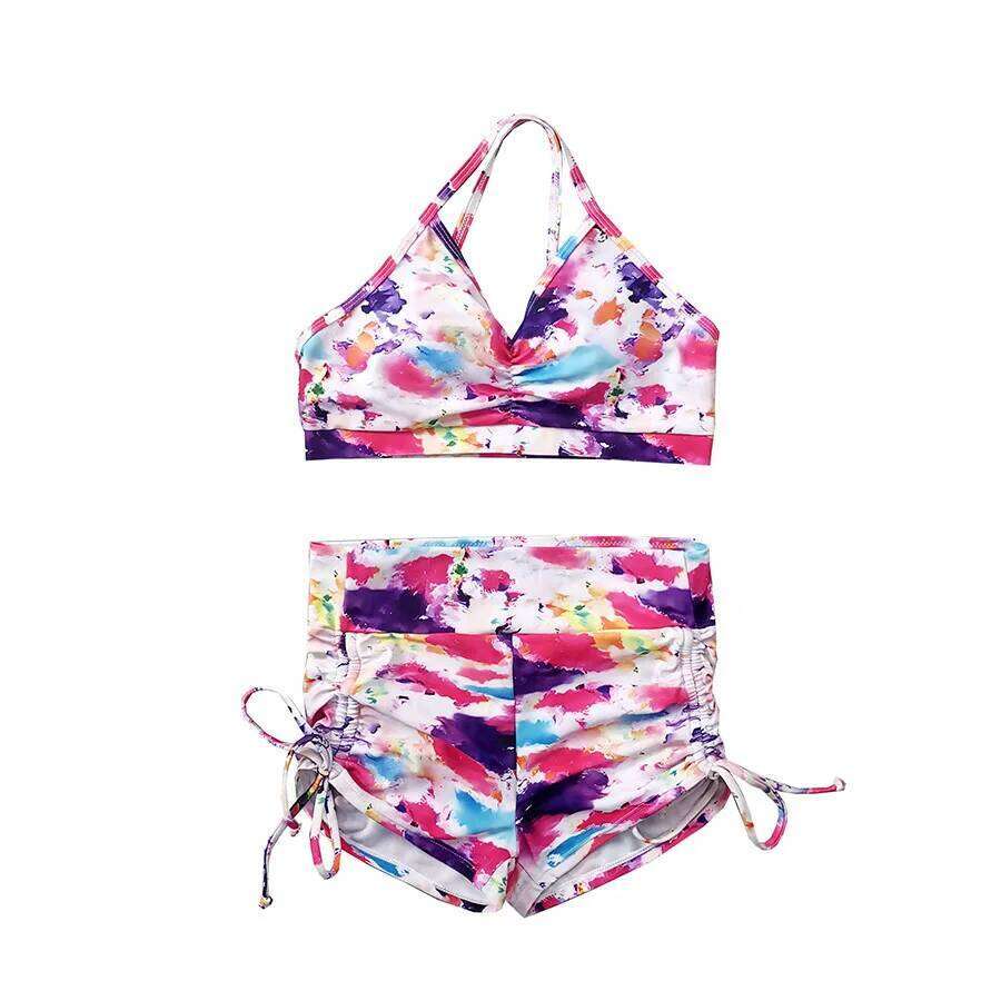 2025 Trendy Tie-Dye Bikini Set High Waisted Swimwear for Women Briefs & Sexy Rash Guard Summer Vintage Printed Bathing Suit New Z260206