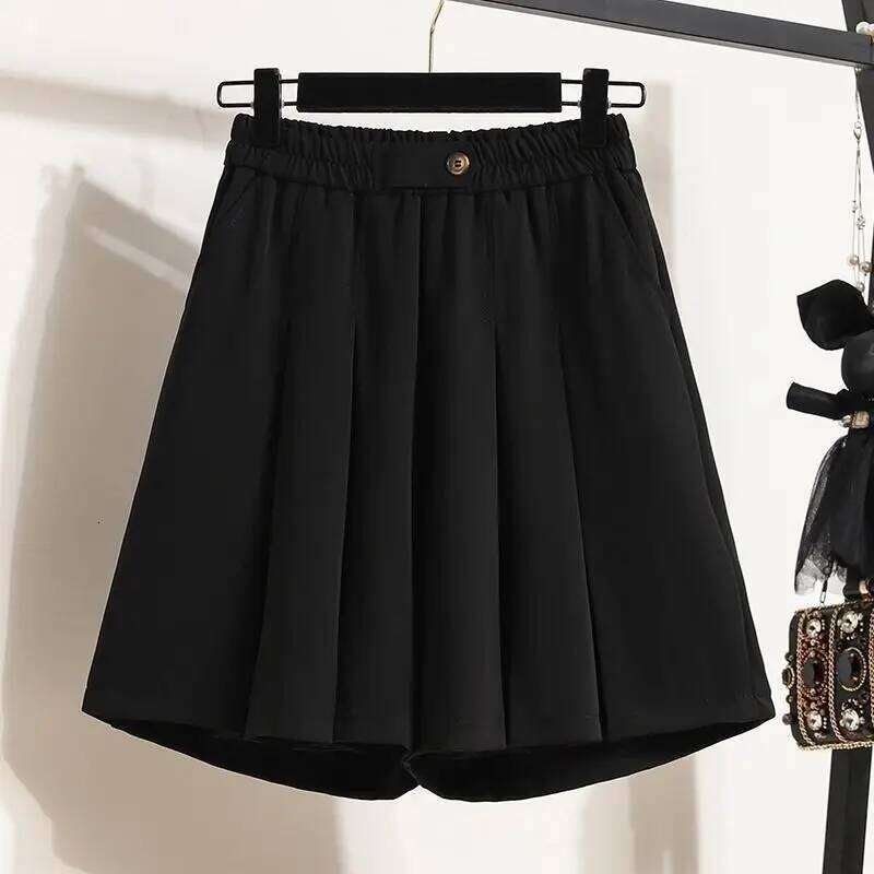 Summer New Korean Elastic High Waist Slim Wide Leg Women Solid Button Pockets Fashion Simple Loose Casual Shirring Shorts XJ260206