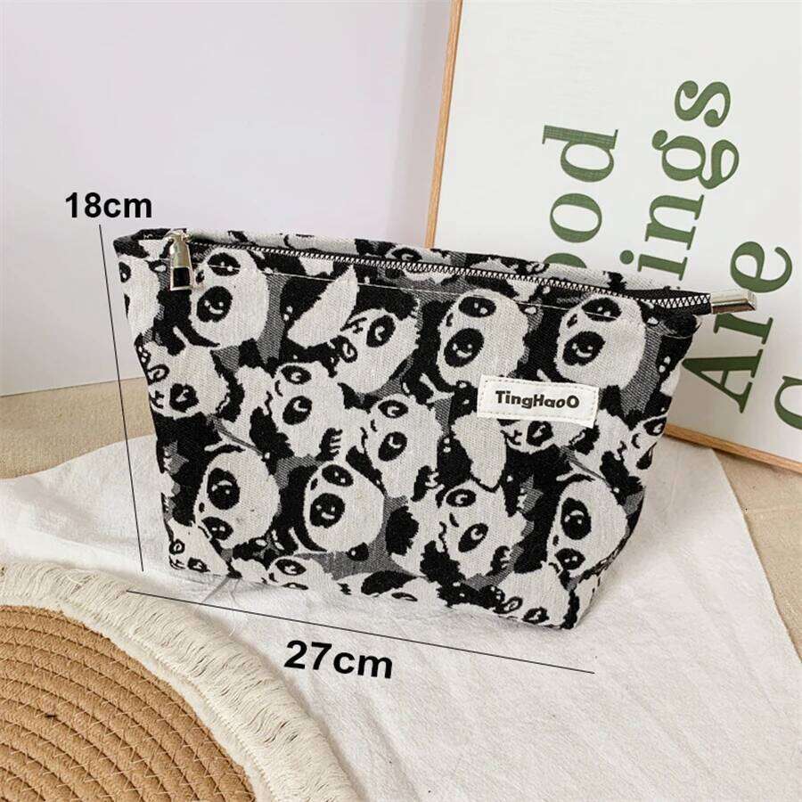 Panda Cosmetic Women's Canvas, Small Cosmetics Storage Portable Travel Amenity Commuter Liner Bag, Coin Purse Y260206