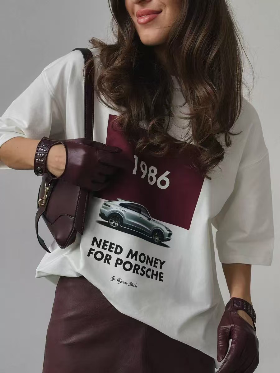 Chic Heart Letter Printed Cotton T-shirts Women Loose O-neck Half Sleeve Oversize Female Tee Summer Fashion Lady Outwears