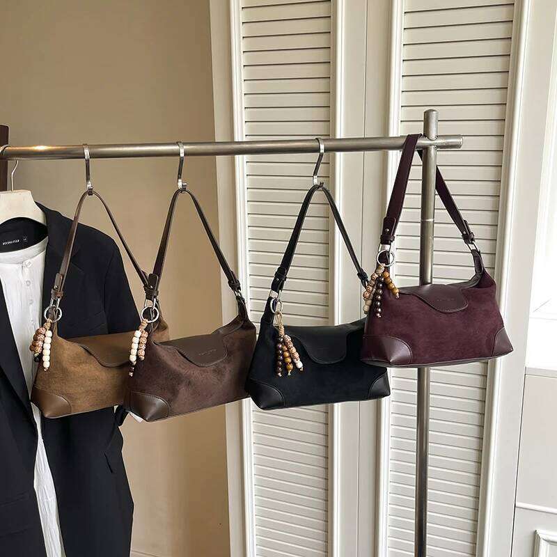 Fashion Versatile Solid Faux Suede Hobos Shoulder Autumn & Winter 2026 New Style Sense of Luxury Women's Crossbody Bags XJ260129