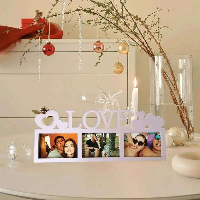 Couples Frame Wooden Love Picture Rustic Photo Frames Romantic Living Room Decor Creative Desk Ornament S260205