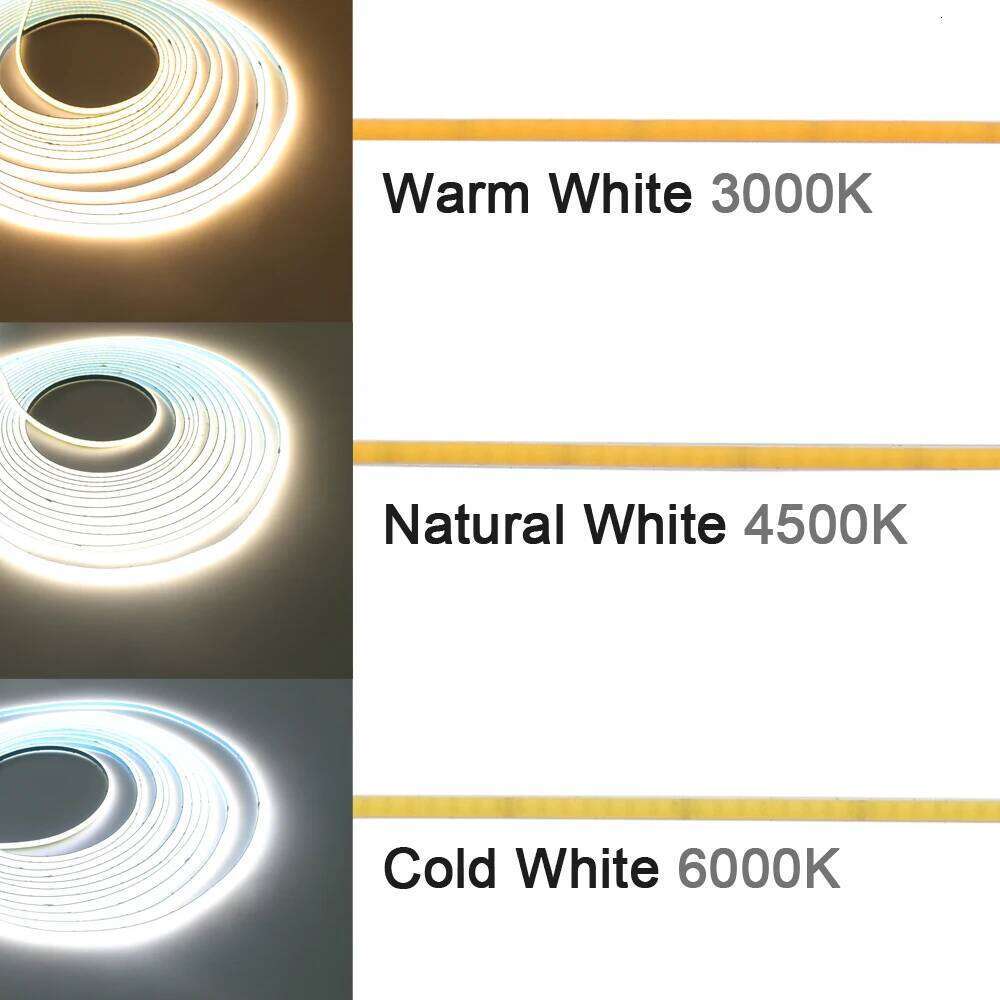 12V 24V COB Strip 3mm 5mm PCB Ultra Thin Light 384 LEDs CRI90 Super Bright Flexible LED Tape For Cabinet Home Liner Lighting Z260206