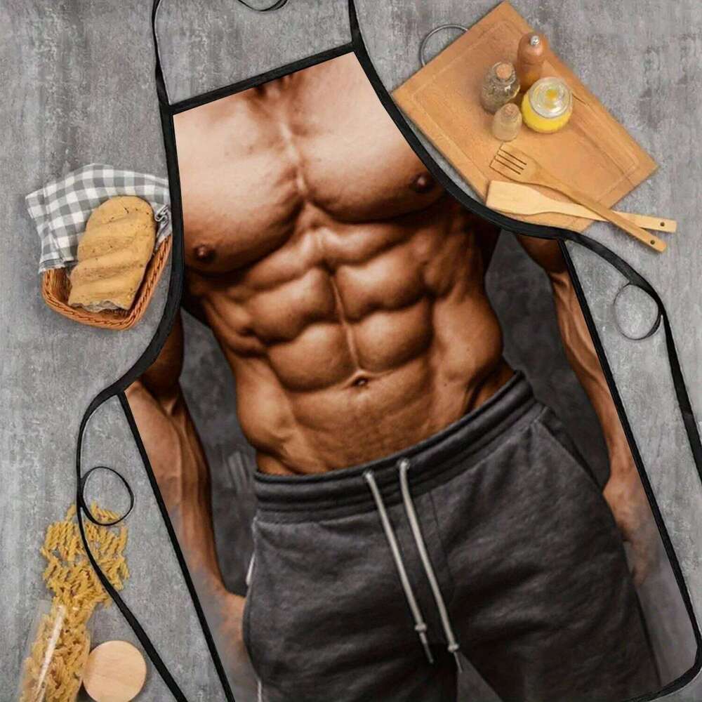 Sexy Male Abs Waterproof Polyester Kitchen BBQ Apron for Men Gift S260205