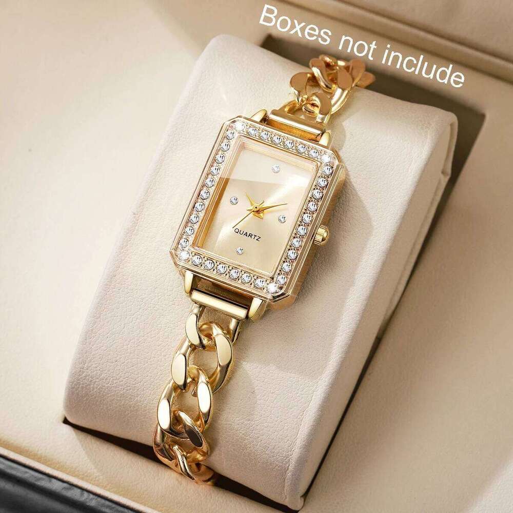 Luxury Diamond Women Watches Fashion Rectangle Dial Bracelet Strap Quartz Wristwatch Reloj Mujer Girls Clock GiftWithout Box Z260206