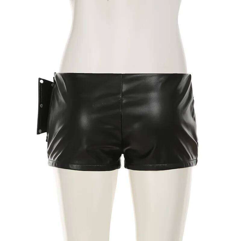 Sexy Rivet Buckle Belt Low Waist Leather for Women Y2k Spice Girl Punk Style Shorts Autumn New 2025 C260206