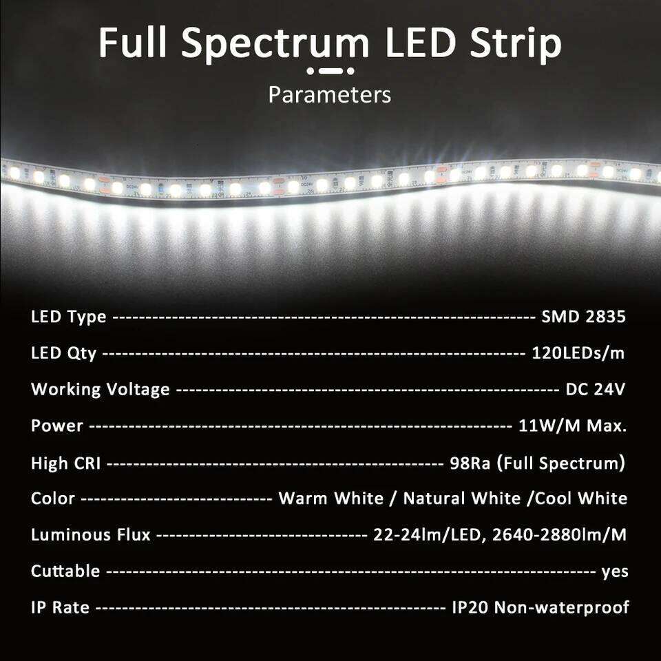 Ra98 Full Spectrum Strip Light 24V 10M 5M SMD2835 120LEDs Led Tape Ribbon Lamp 24 volt High CRI Flexible Lighting Z260206