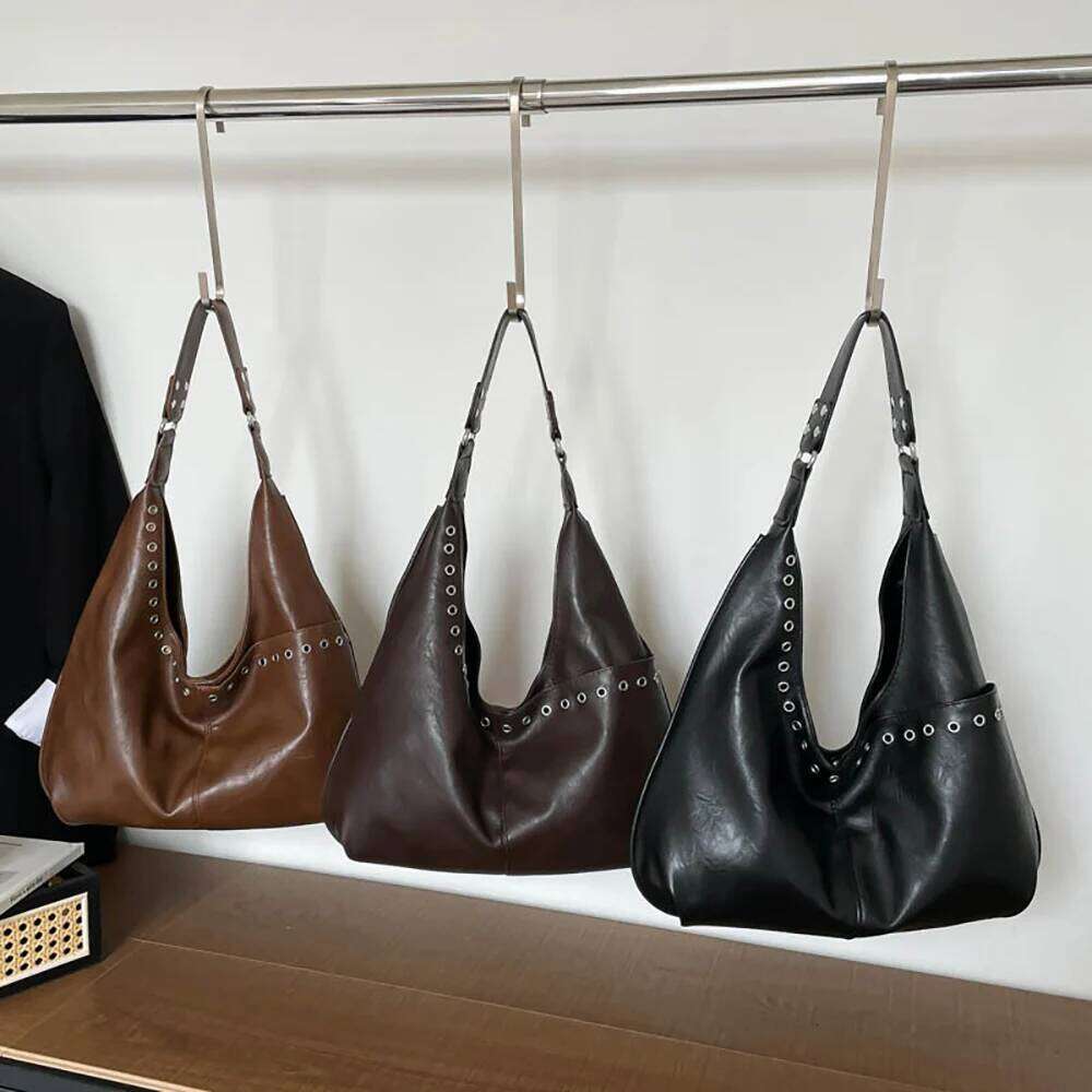 Women Large Capacity Soft Shoulder Bag Korean Style Solid Color Buckle Versatile Underarm Bags Commute All-Match Tote Handbags Y260205