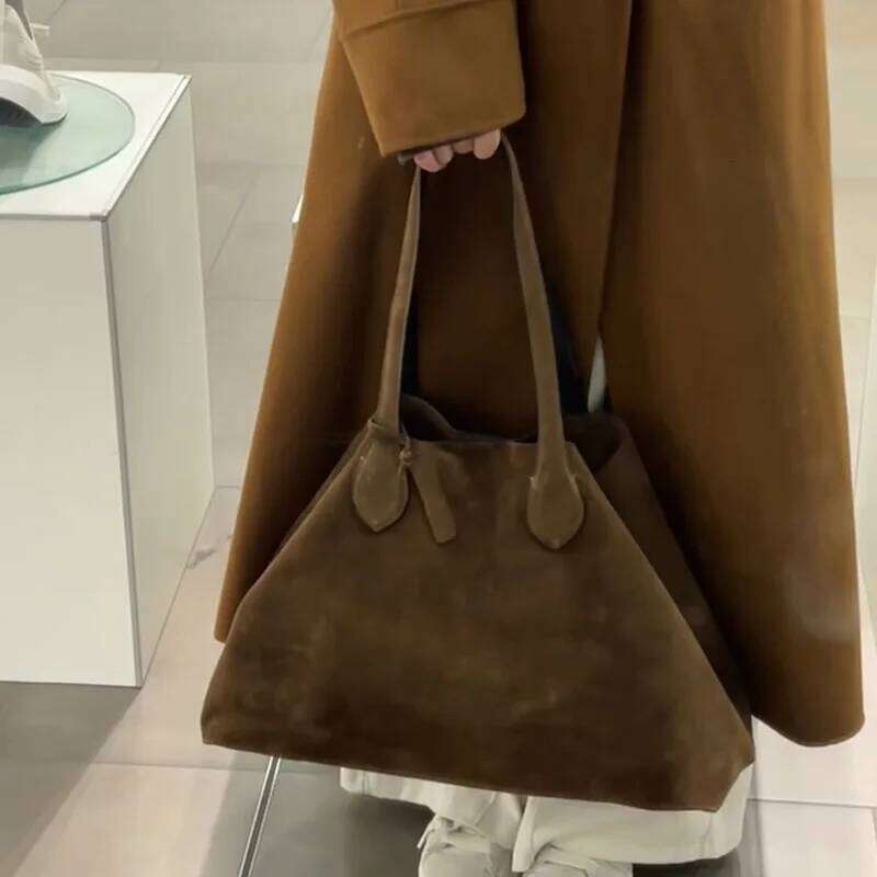 Suede Autumn and Winter Tote 2026 Niche Design Wing Matte Cowhide Large Capacity Women's Handheld Bag Y260205