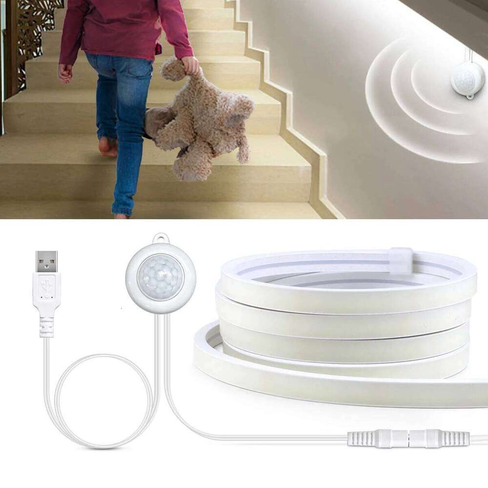 5V USB Wall Light PIR Sensor Motion Neon Lights Silicone Tube Waterproof COB LED for Stairs Bathroom Room Decoration lampara Z260206