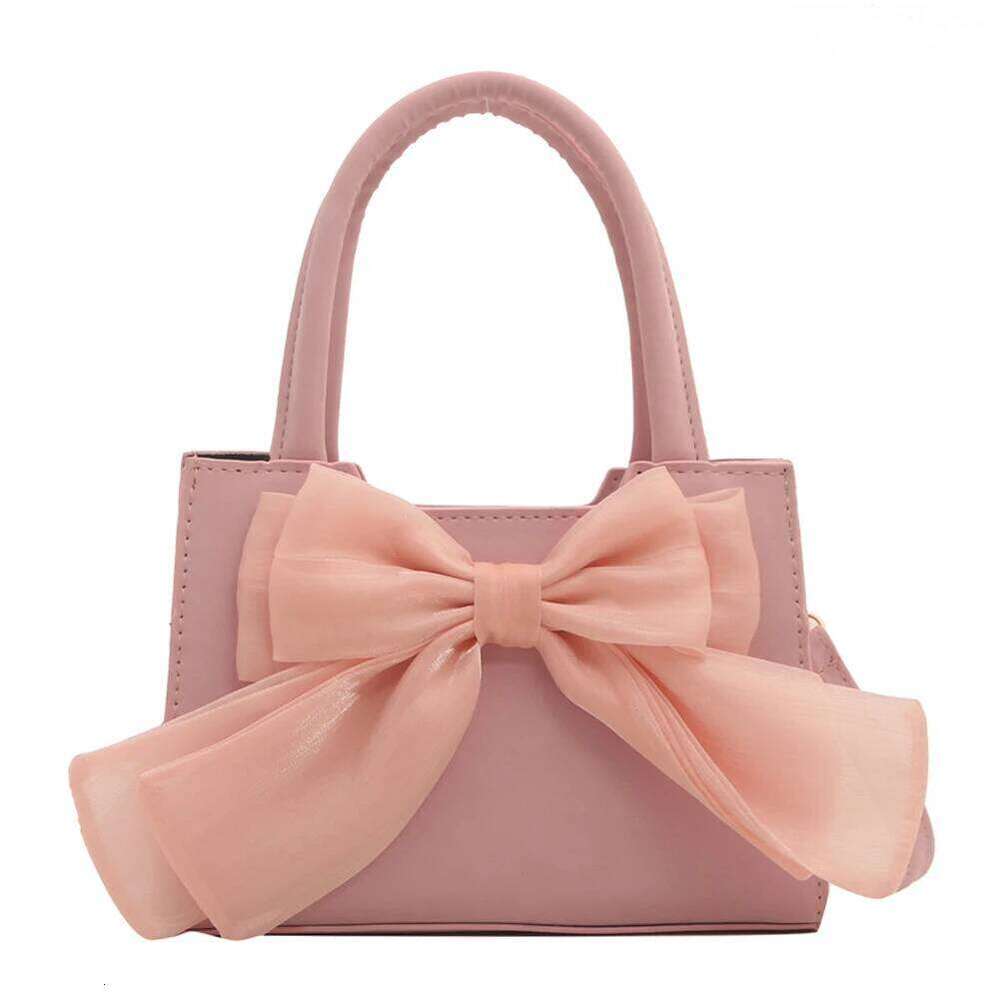 Women PU Bow Handbag Fashion Shoulder Large Capacity Square Tote Solid Color Simple Crossbody Bag for Party Vacation Y260205