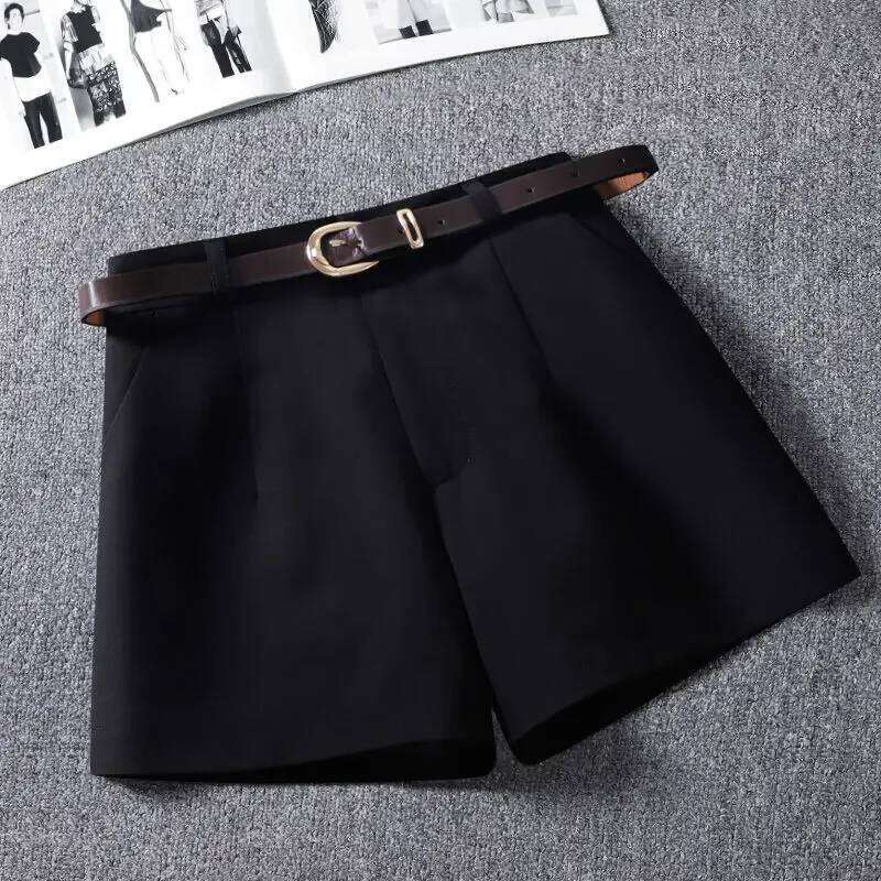 Women Suit Shorts With Belt Women's SpringSummer High Waist Loose Casual Straight-Leg A- Line Ropa Mujer XJ260206