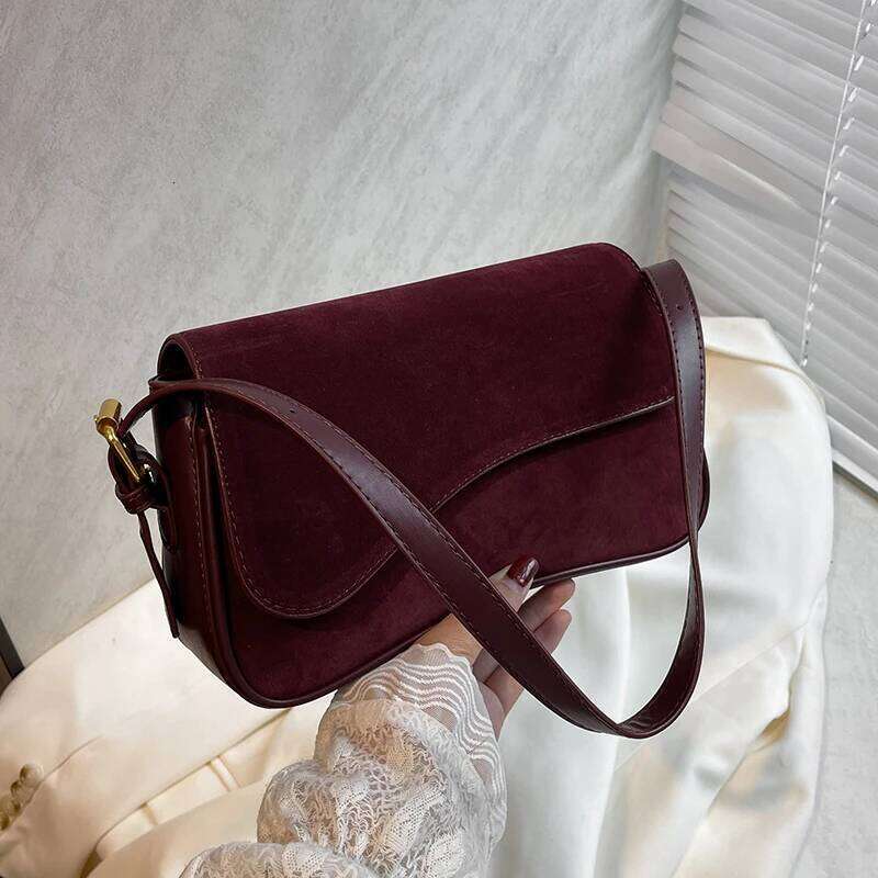 Solid Color Striped Flannel Crossbody Quiet Luxury Designer Bag Fashionable Elegant PU Leather Shoulder Bags for Women Y260205