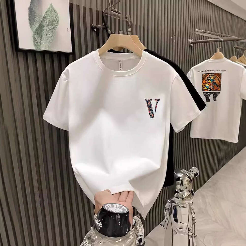 Summer Heavyweight Versatile Brand Men's T-Shirt Round Neck Fashion Casual Trendy Short Sleeve Tee Shirt Top Ins