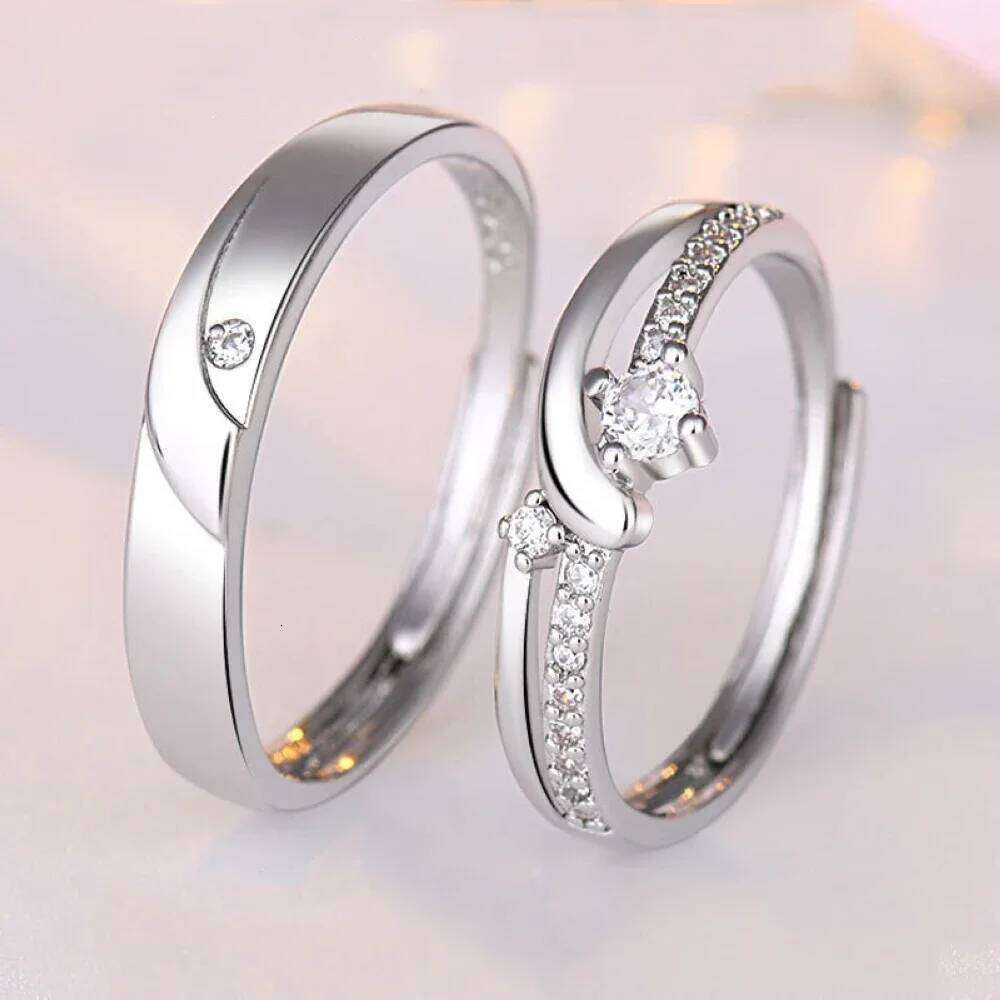 2026 Hot Sale Copper Plated Platinum Adjustable Couple Rings Men Women Overlap Opening Finger Jewelry Wholesale Drop shipping W260206