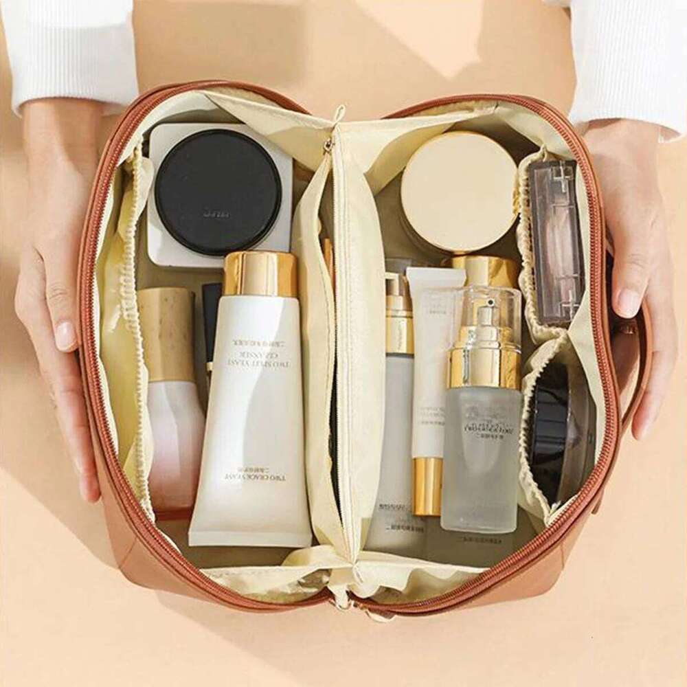 PU Handheld Waterproof Multi functional Pillow Makeup Portable Large Capacity High Beauty Washroom Travel Storage Bag Y260206