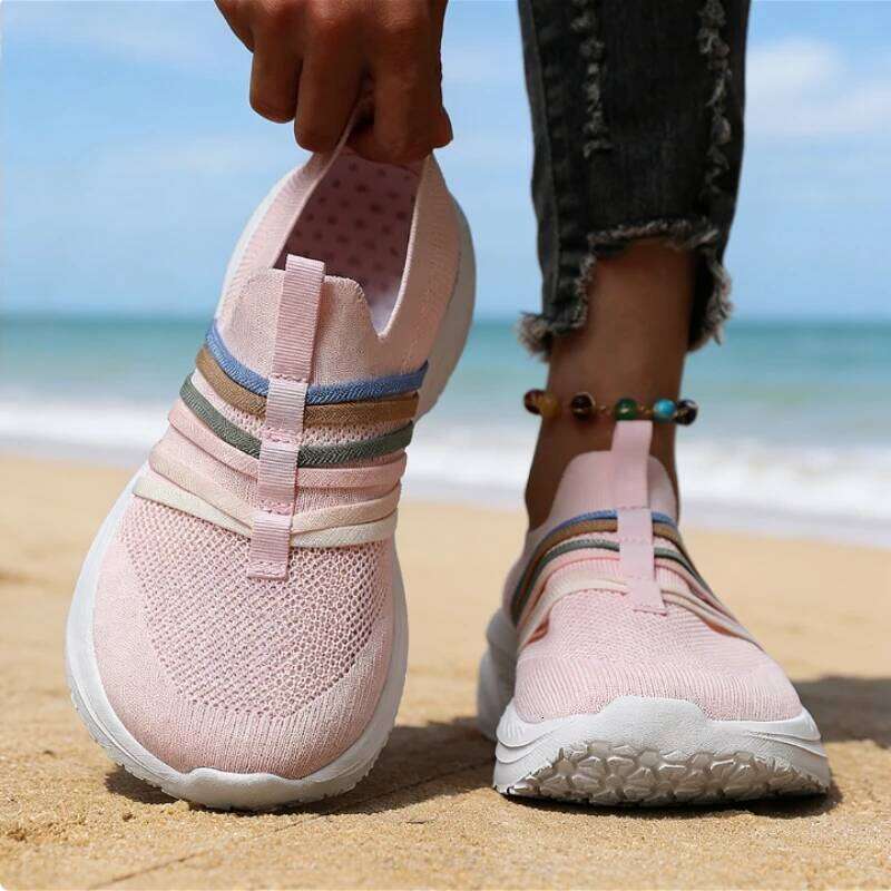 New Wide Toe Rose Red for Women Comfortable One-Step on Casual Sneakers Delicate Rainbow Pink Soft Sole Travel Shoes