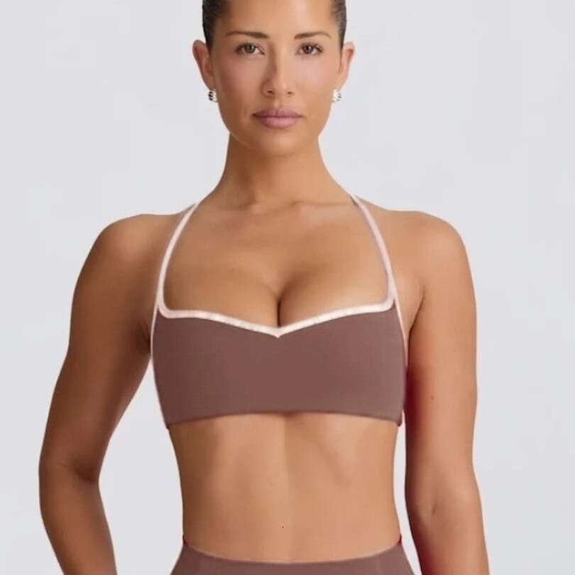 Style Color-Block Thin Camisole Sports Set Pullover High-End Vest Fitness Yoga Pilates European Bra