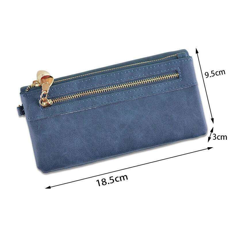 Large Capacity Women's Dull Polish Leather Double Zipper Clutch Wristlet Purse Phone Coin Card Holder Multi-pocket Wallet Y260206