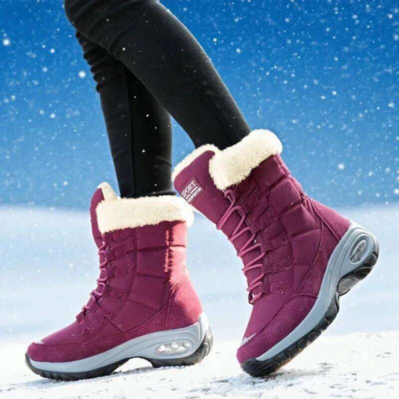 Winter Keep Warm High Quality Mid-Calf Snow Fashion Lace-up Comfortable Outdoor Waterproof Women Hiking Boots