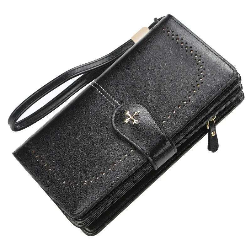 Large Capacity Women Dropshipping Bank Cash Hollow Out Long Wallets Fashion Top Quality PU Leather Card Holder Wallet For Woman Y260206