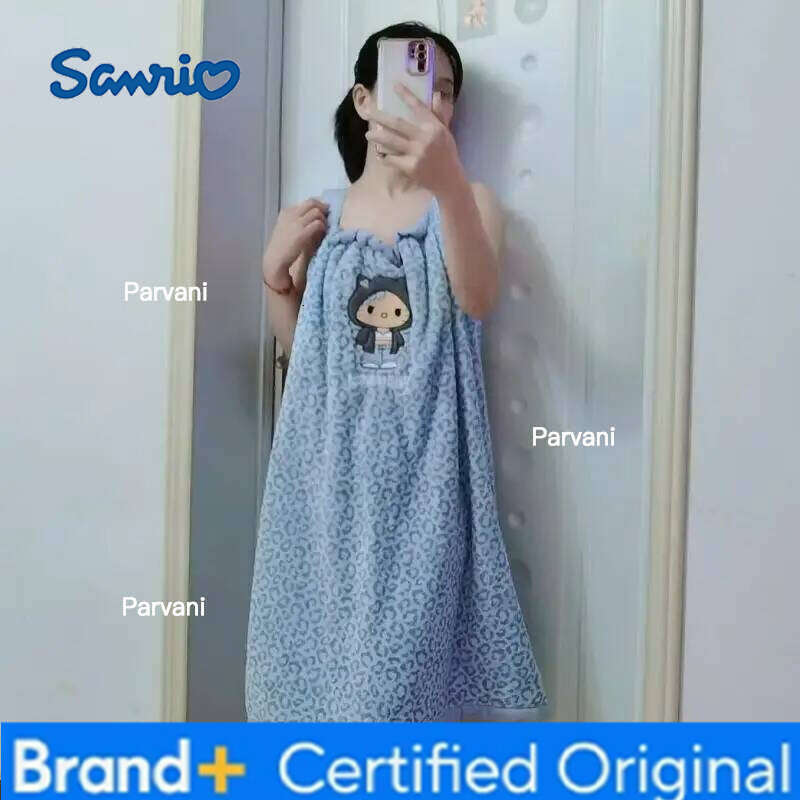 Sanrio Hello Kitty Sexy Bath Skirt Kawaii Cartoon Suspenders Night Dress Long Dresses Bathrobe Women's Home Clothes New Arrival H260206 - view 4