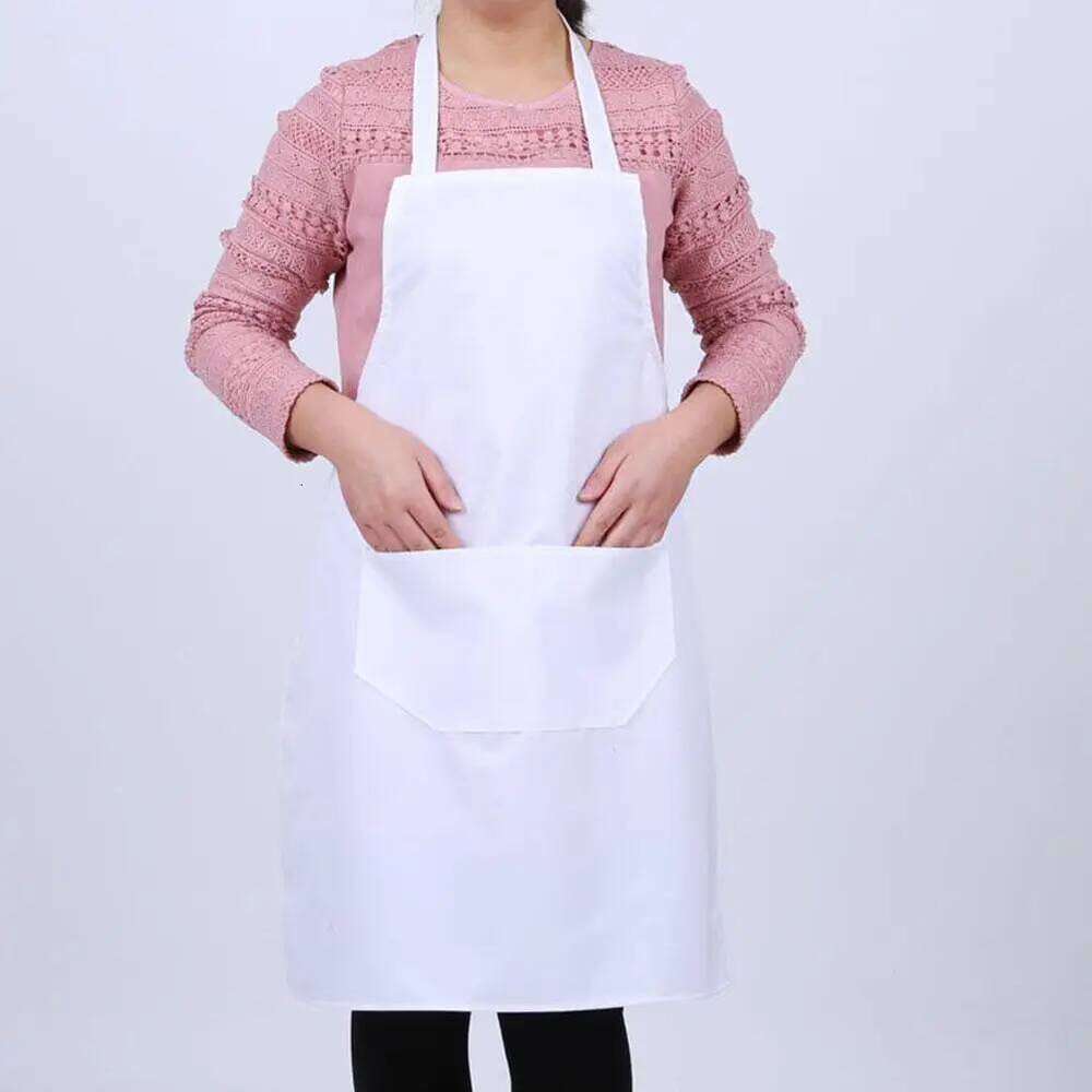2022 New Fashion Unisex Work White Cleaning Apron Easy Use Kitchen Aprons Chef Baking Clothes With Pockets S260205