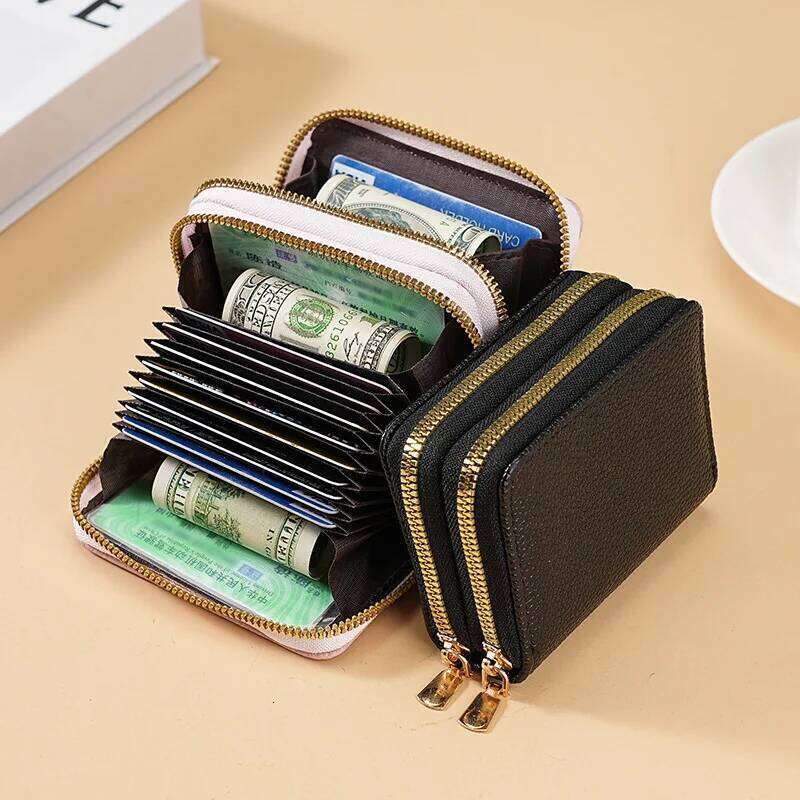 New Women's Multi Wallet Double Zipper Clutch Casual PU Money Large Capacity Storage Leather Card Bag Purse Y260206
