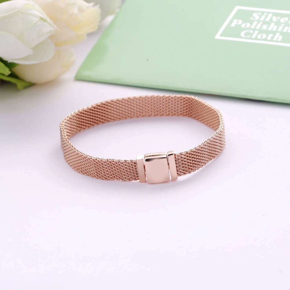 Silver Charm Bracelet for Women Snake & Mesh Chain Design DIY Beads Compatible Fashion Fine Jewelry Gif 26H0206