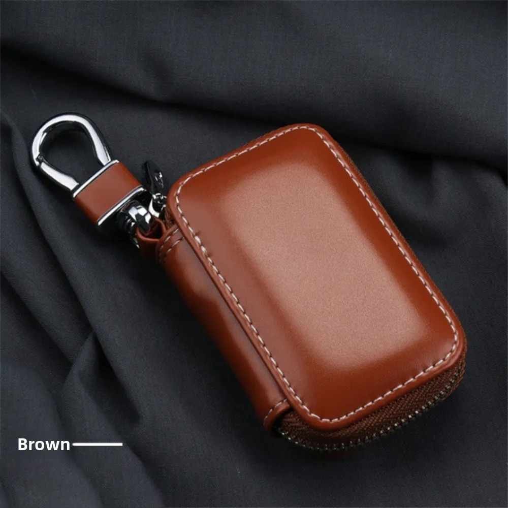 Leather Keychain Pouch Zipper Bag Key Wallets Car Key Case Cover Storage Bag Key Holder Organizer Men Women 260129