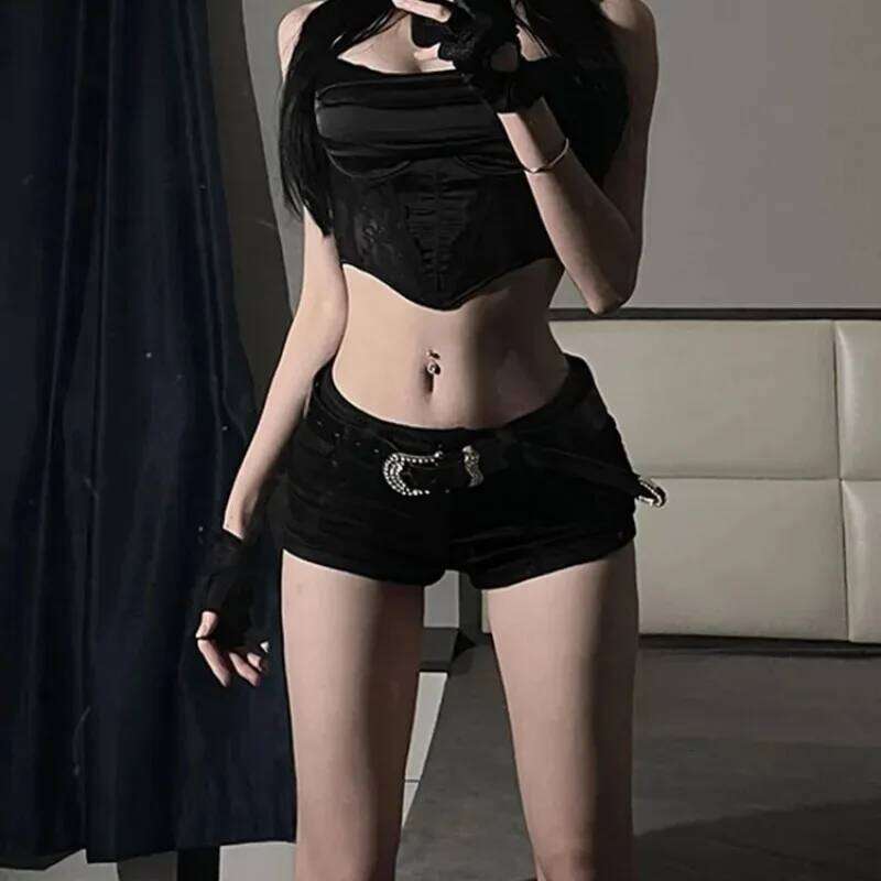 Denim Mini Shorts Women New European Style Trendy Summer Temperament Trousers Popular Button Sexy Sheath Night Club Slim Street H260206