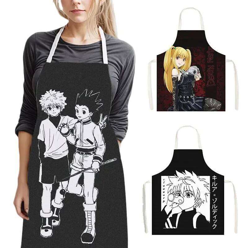 Anime Death Note / HUNTERxHUNTER Kitchen Aprons Harajuku Home Cleaning Clothing Linen Pinafore Waterproof Chef Cooking Apron S260205