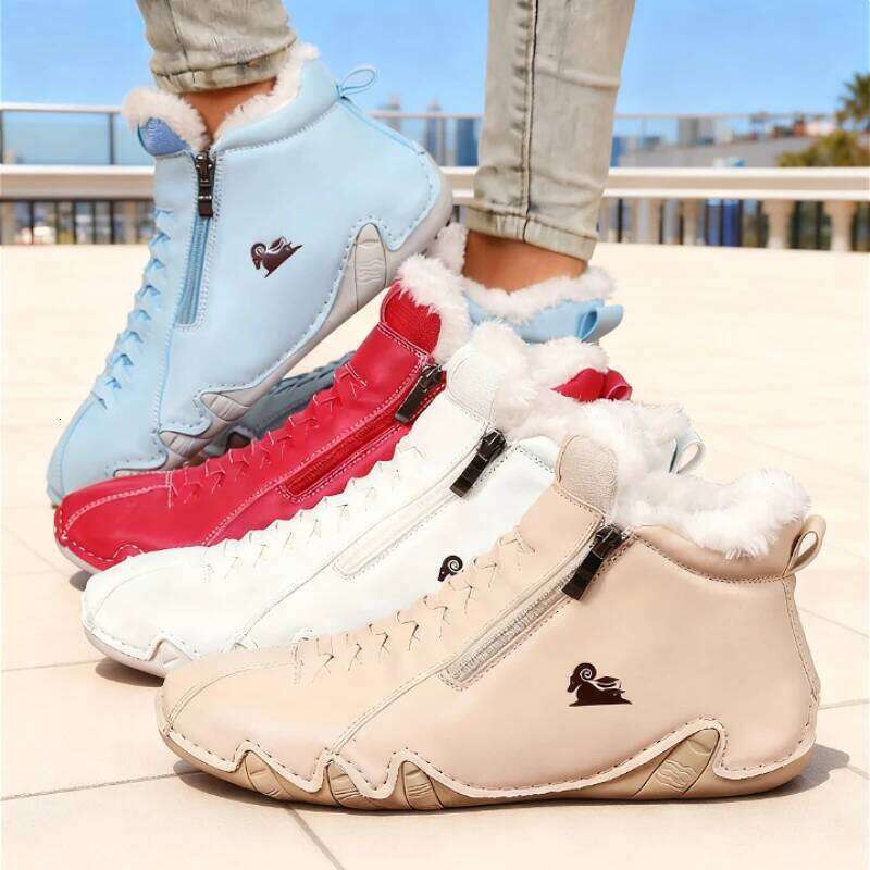 2025 New Fur Lined Ankle Boots Women's Warm Winter Shoe High Top Side Zipper Comfortable Soft Sole Anti-Skid Footwear for Ladies