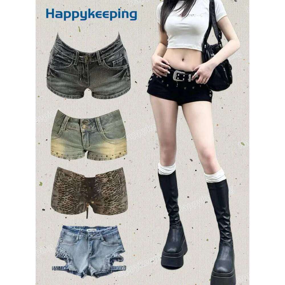 Harajuku Women's jeans Shorts y2k Grunge Vintage streetwear beach jorts clothes 2000s Denim Hot Pants Japanese 2025 summer H260206