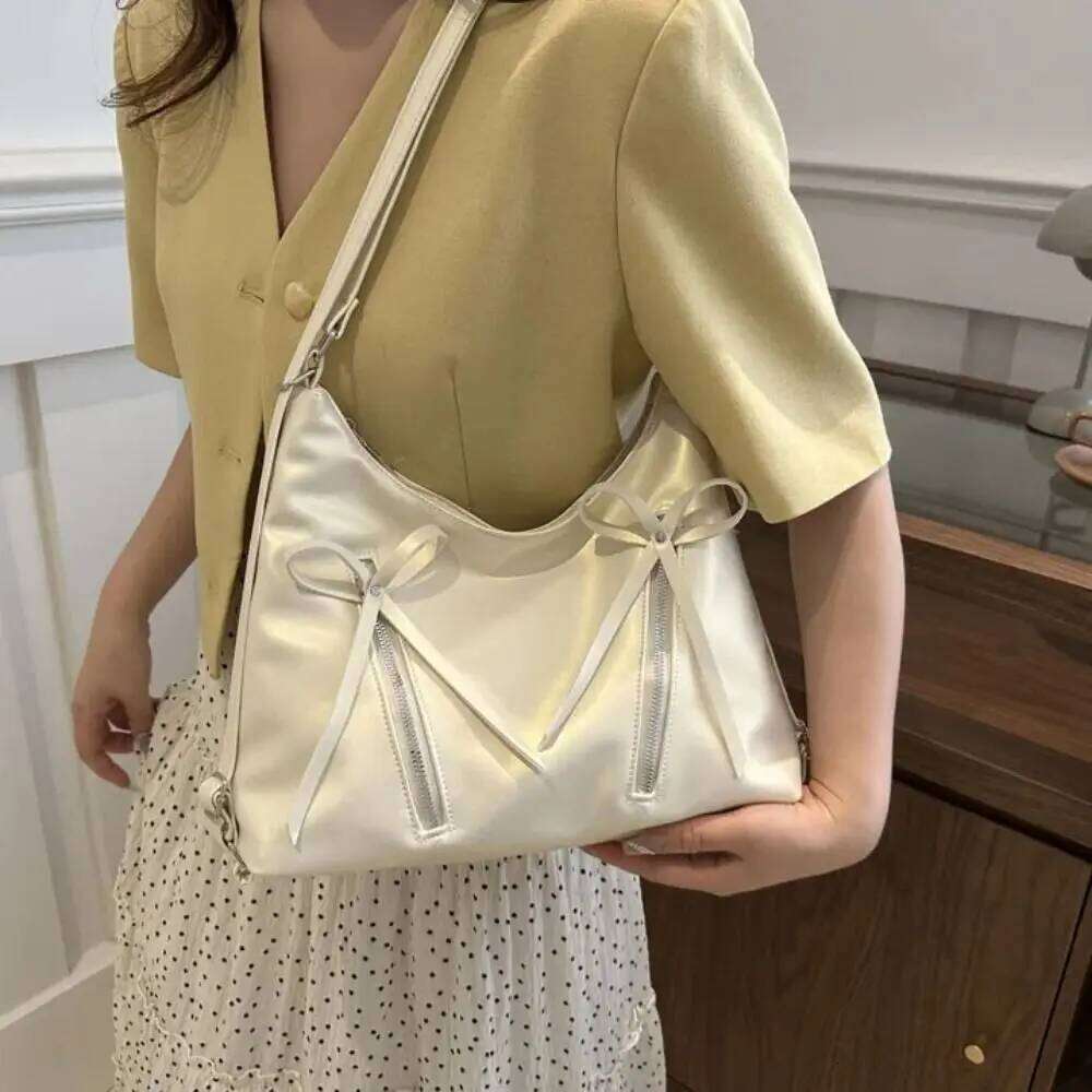 Fashion Korean Bows Armpit Stylish Casual Bow Tote Bag Sweet Versatile Women's Handbags Ladies Y260205