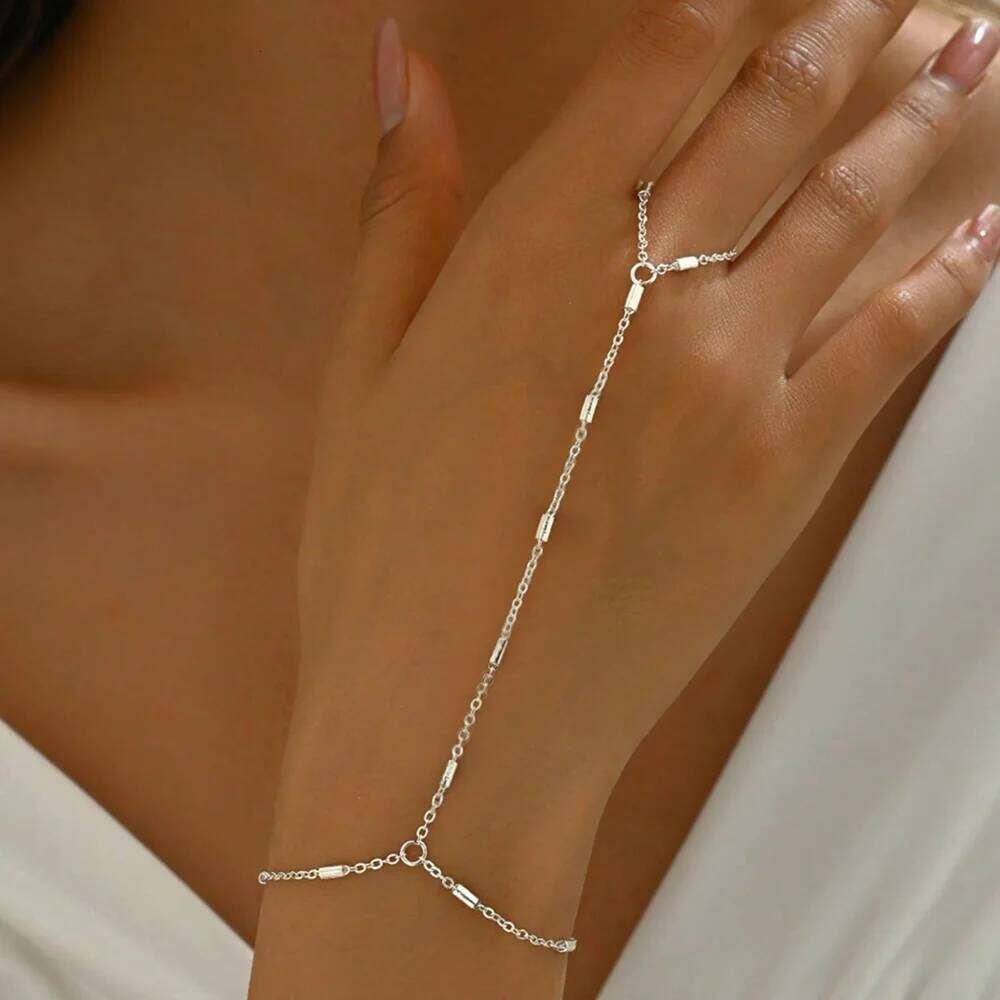 DGIDDK Stainless Steel New Luxury-Style Finger Bracelet Women's Fashionable Minimalist Delicate Wrist Jewellery Creative Gift 26H0206