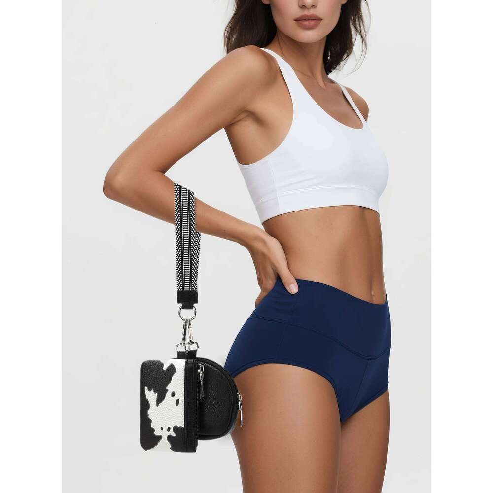 Stylish Mini Zipper Wristband for Women Double Pockets Portable Keychain Wallet High-Quality PU Leather Womens Coin Purse Y260206