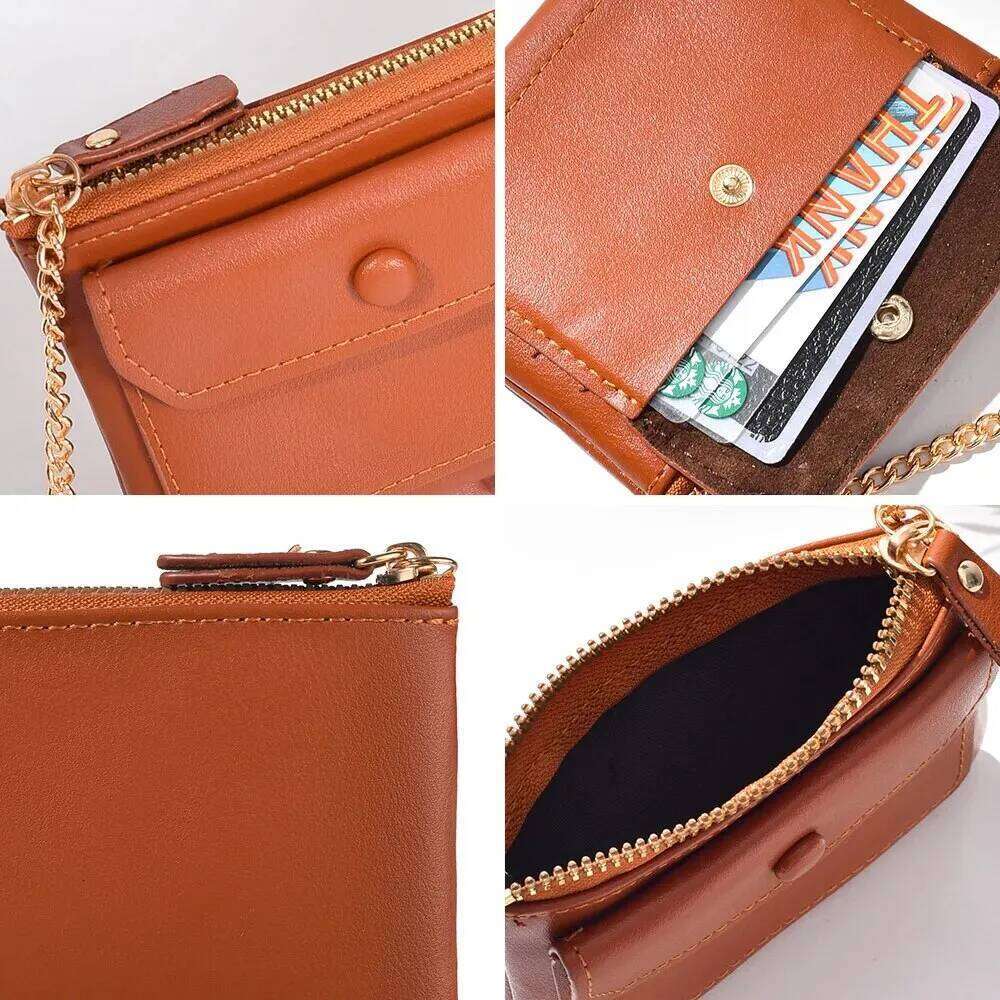 1PC New Fashion Women's Pu Leather Mini Short Zipper Coin Credit Card Keychain Wallet Y260206