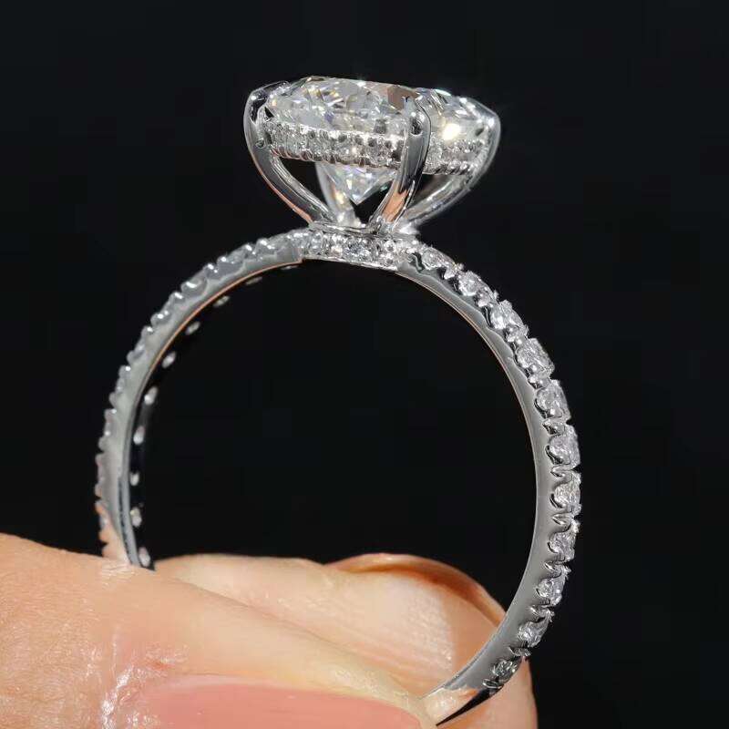 Igi Certified Cvd HPHT Lab Grown Created Diamond 14K 18K Solid White Gold Rings Pear Cut Engagement Ring Jewelry For Women